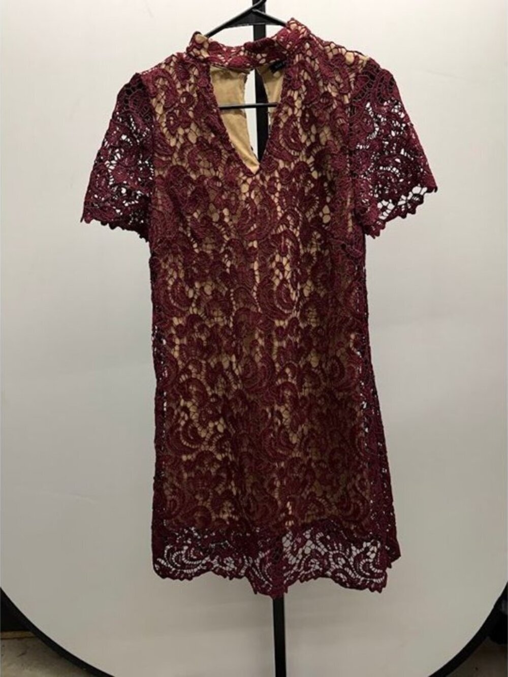 Blu Pepper Maroon Lace Mini Dress